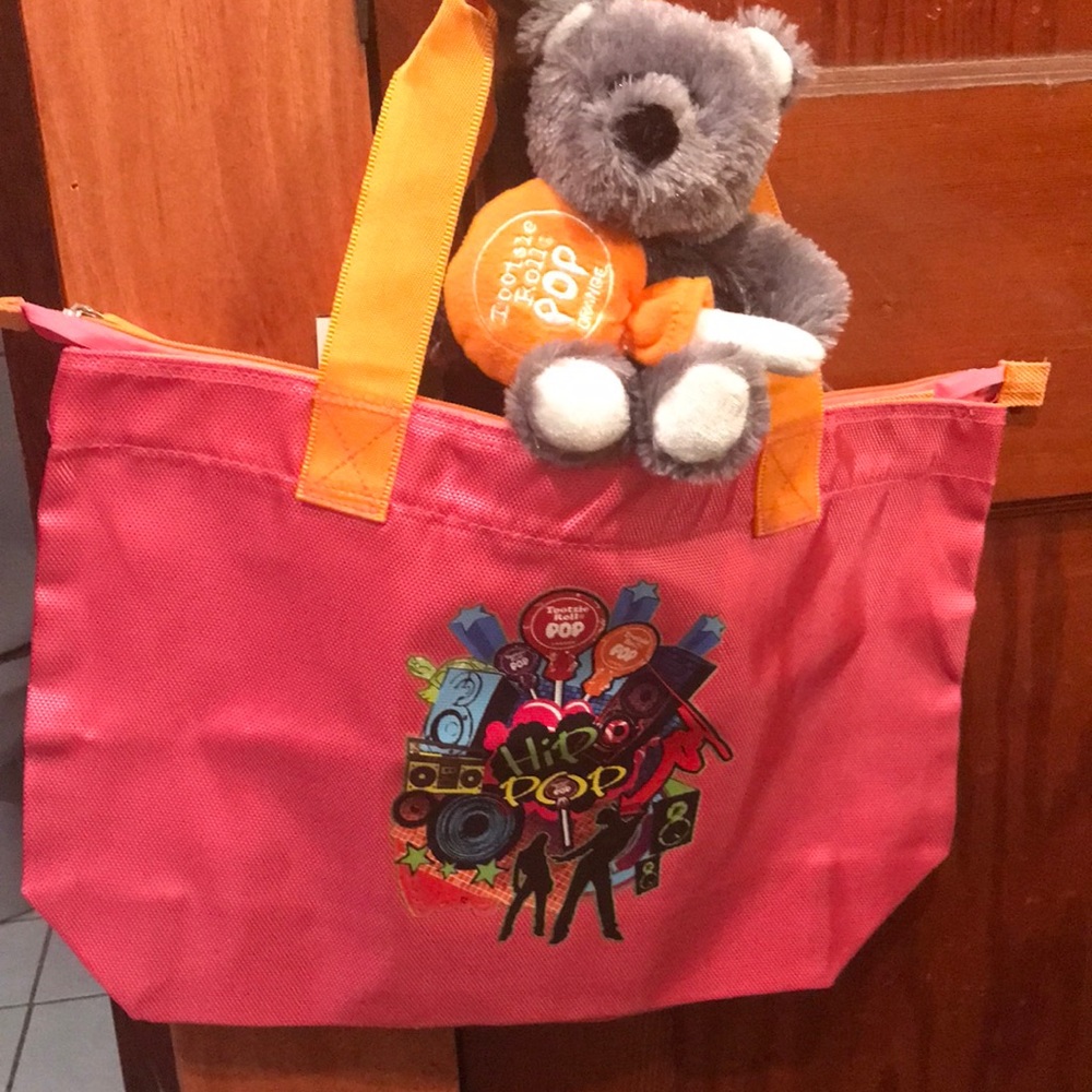 Vintage y2k Tootsie pop tote bag and plush bear bundle